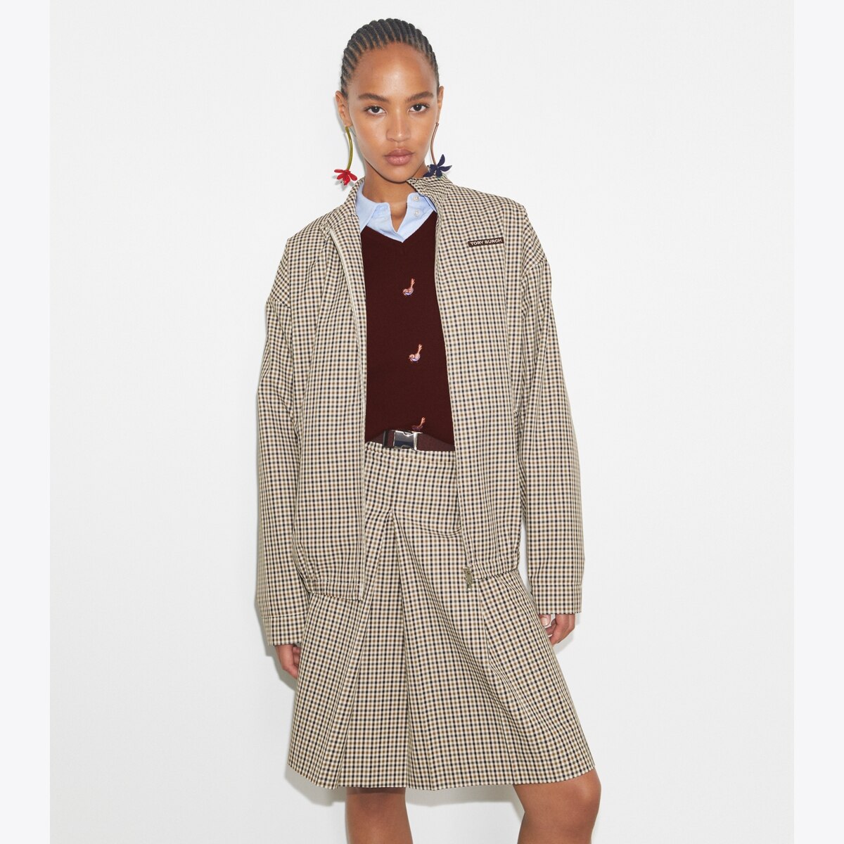 Nylon Plaid Golf Jacket: Women's Designer Jackets | Tory Burch