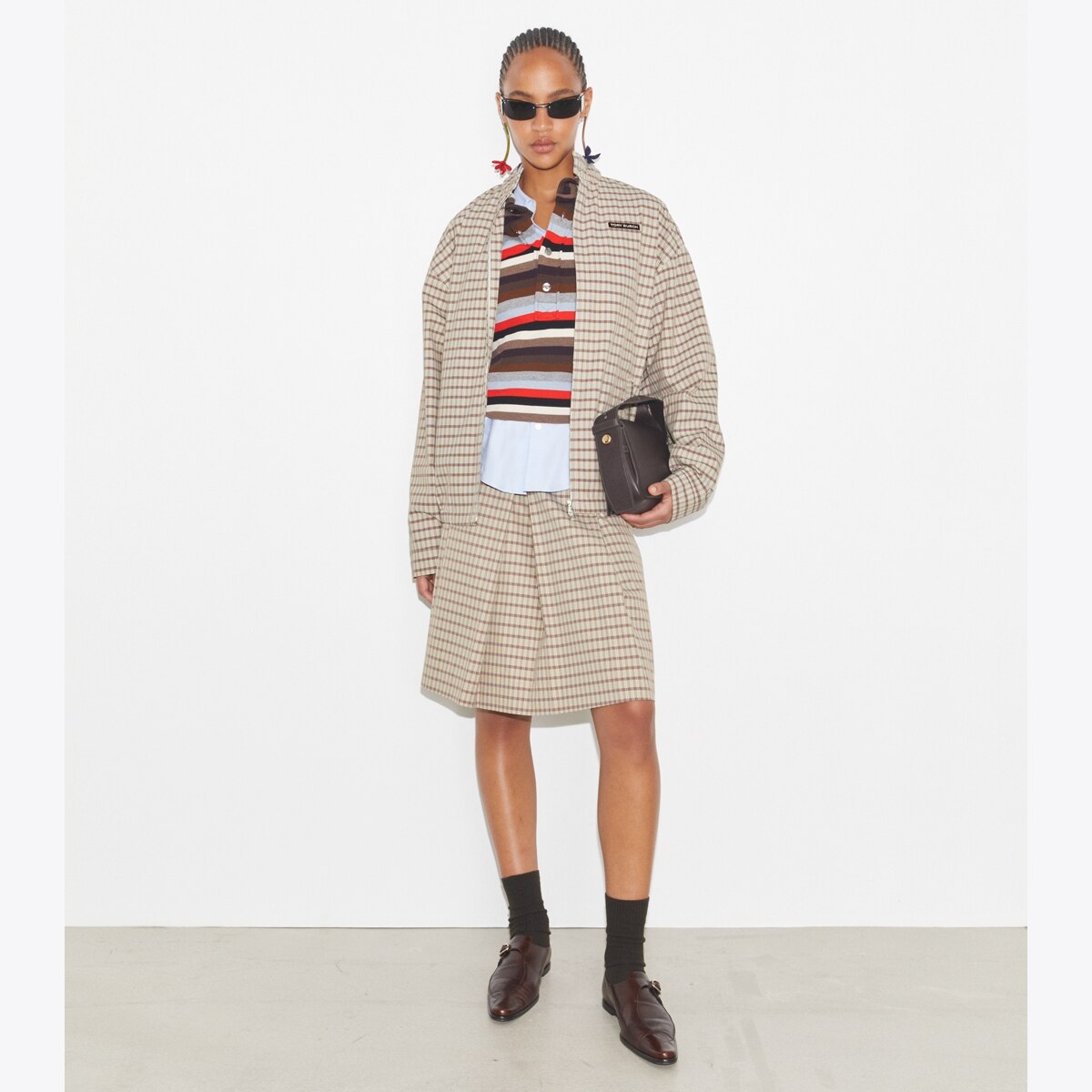 Nylon Plaid Golf Jacket: Women's Designer Jackets | Tory Burch