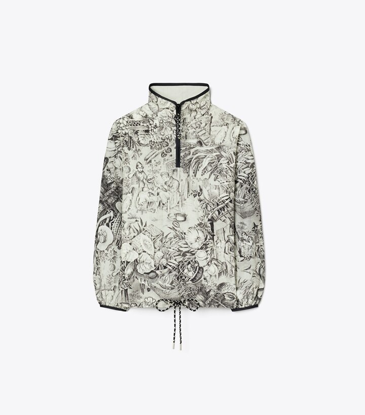 Tory Sport designer jackets Nylon Ripstop Jacket in Grey Alien Toile front