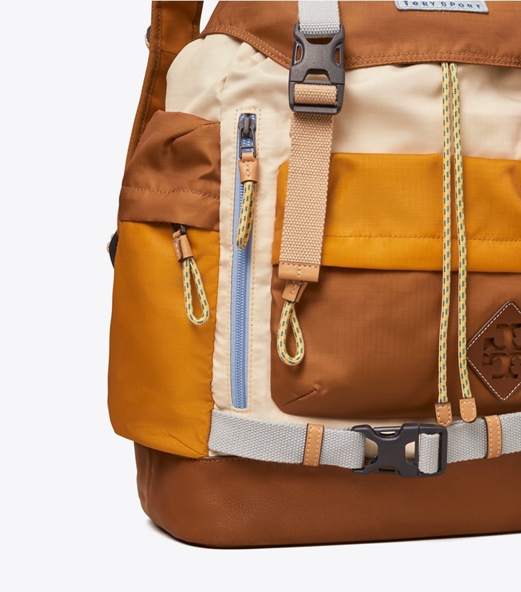 Tory Sport designer backpacks Nylon Ripstop Patch Backpack in Parchment / Multi Color detail