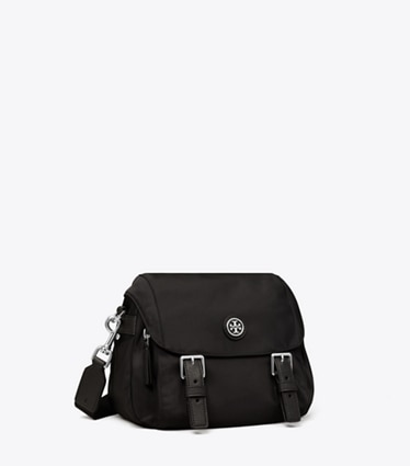 Tory Burch designer crossbody bags Nylon Small Messenger in Black angle
