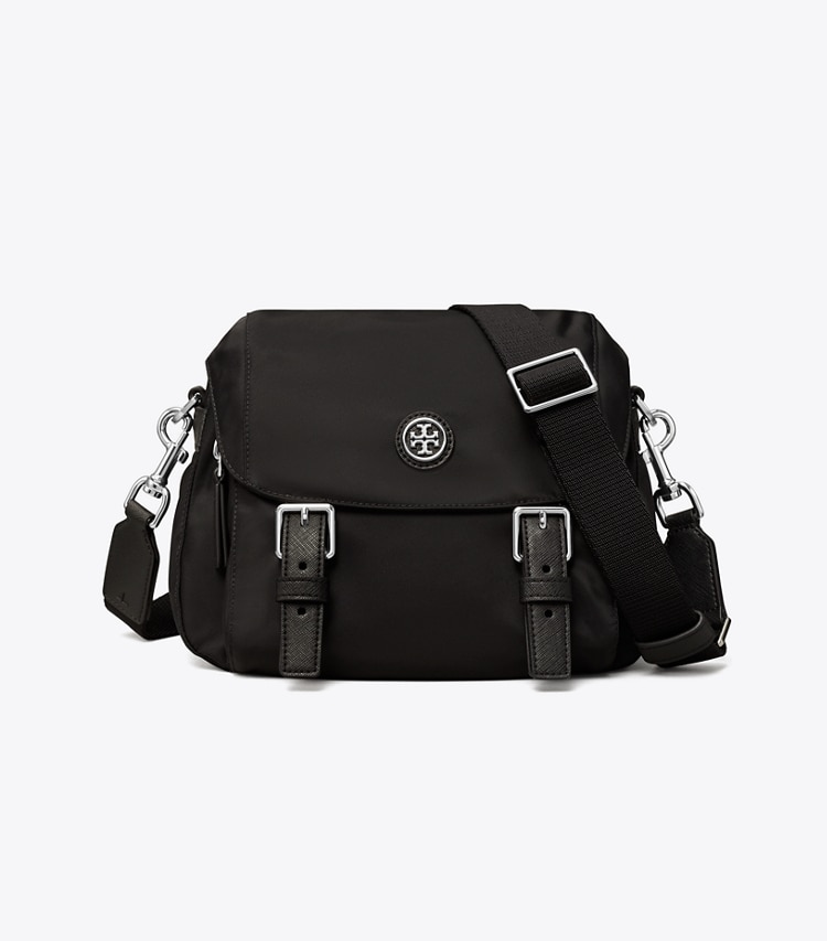 Tory Burch designer crossbody bags Nylon Small Messenger in Black front