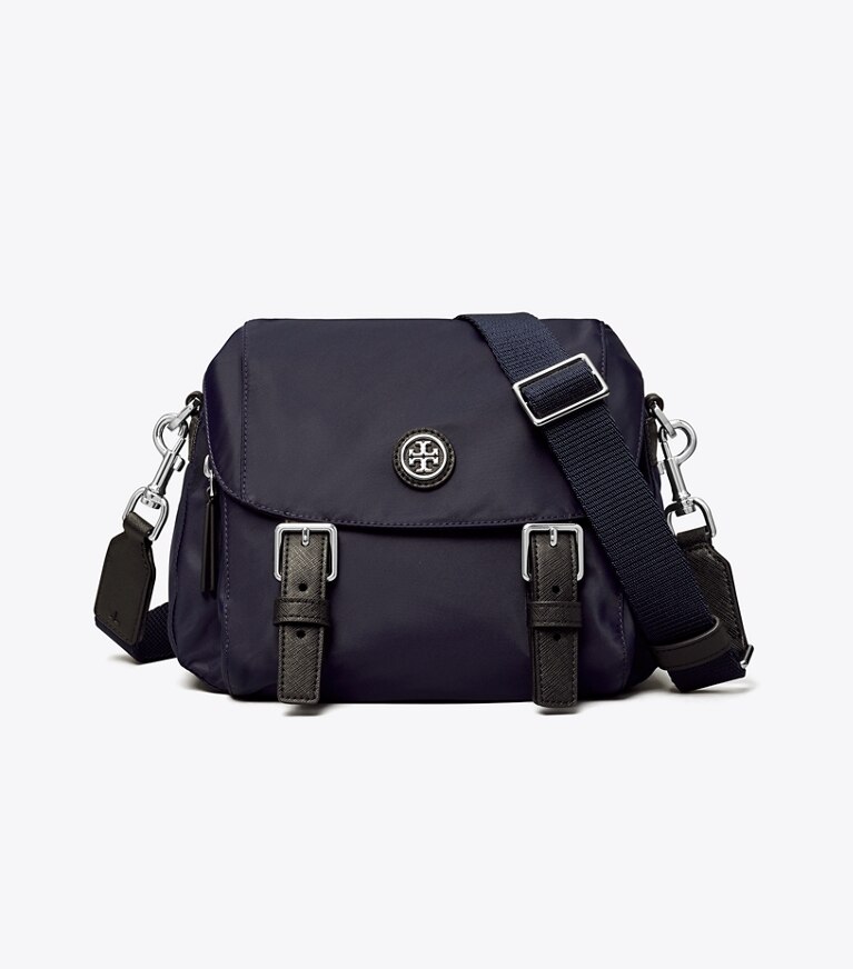 Tory Burch designer クロスボディバッグ ナイロン スモールメッセンジャー in Royal Navy angle