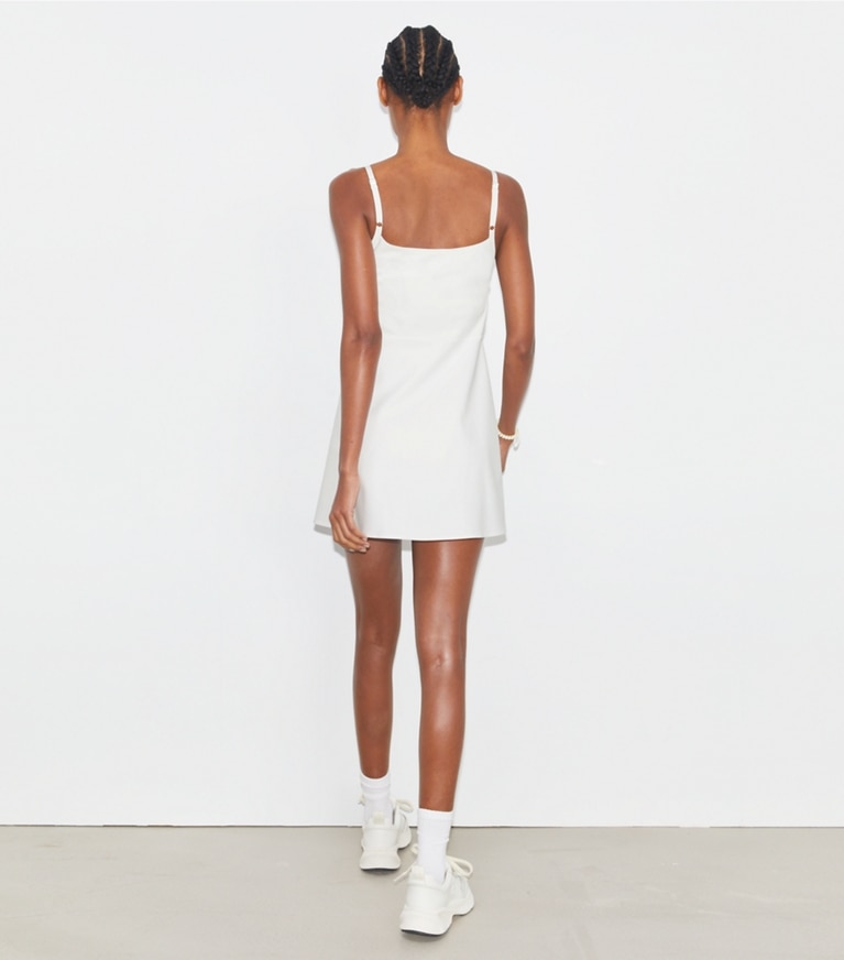 Tory Sport designer dresses Nylon Tennis Dress in Snow White front