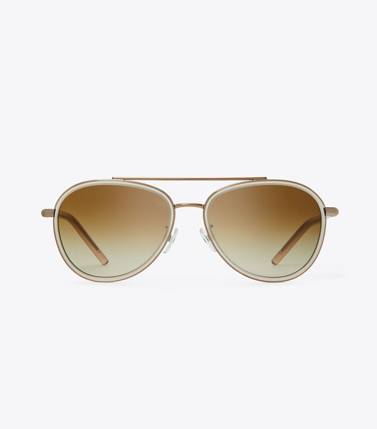 Tory Burch designer occhiali da vista & da sole Occhiali da sole aviator Eleanor in SHINY ROSE GOLD/BROWN GRADIENT front