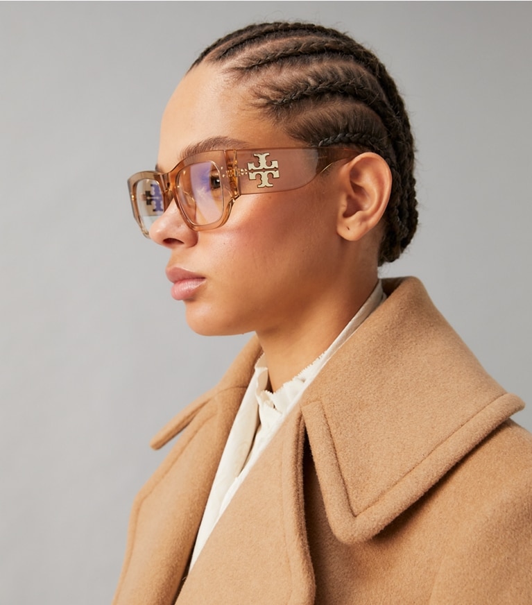 Tory Burch designer occhiali da vista & da sole Occhiali da sole e occhiali anti-luce blu con logo in Blue Light Filtering Eyeglasses, Crystal front