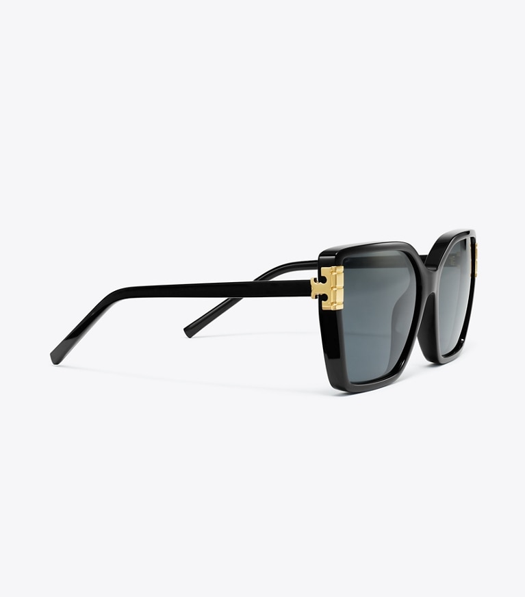 Tory Burch designer occhiali da vista & da sole Occhiali da sole Eleanor squadrati oversize in BLACK/DARK GREY front