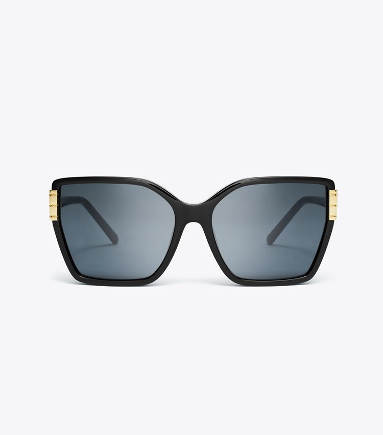 Tory Burch designer occhiali da vista & da sole Occhiali da sole Eleanor squadrati oversize in BLACK/DARK GREY front