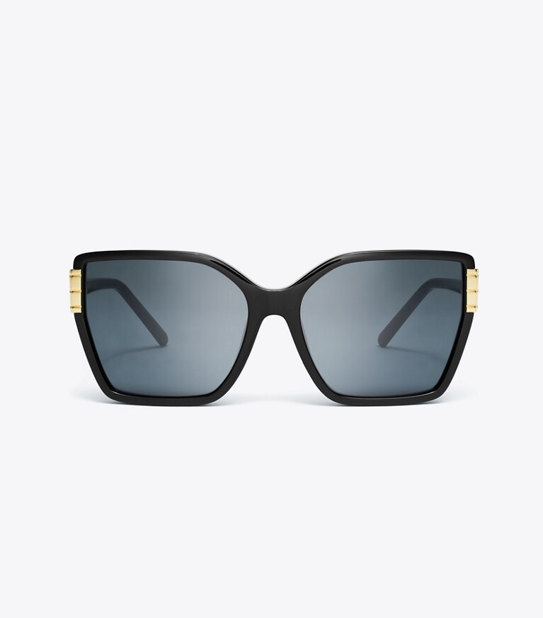 Tory Burch designer occhiali da vista & da sole Occhiali da sole Eleanor squadrati oversize in BLACK/DARK GREY front