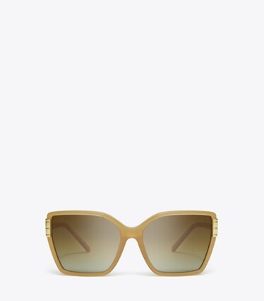 Tory Burch designer occhiali da vista & da sole Occhiali da sole Eleanor squadrati oversize in MILKY BROWN/BROWN POLAR front