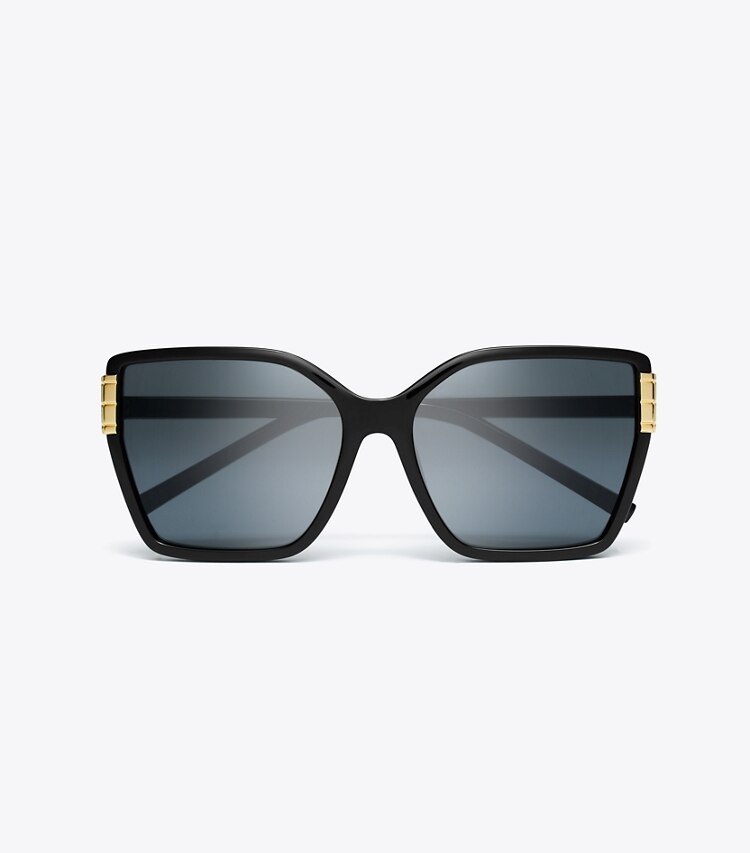 Tory Burch designer occhiali da vista & da sole Occhiali da sole Eleanor squadrati oversize in BLACK/DARK GREY superiore