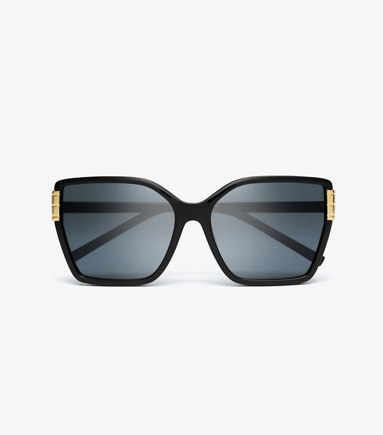 Tory Burch designer occhiali da vista & da sole Occhiali da sole Eleanor squadrati oversize in BLACK/DARK GREY front