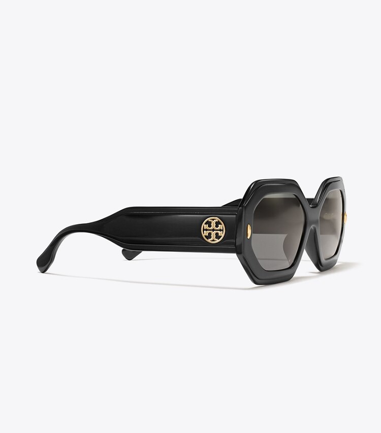 Tory Burch designer occhiali da vista & da sole Occhiali da sole geometrici Miller in BLACK/DARK GREY dettaglio