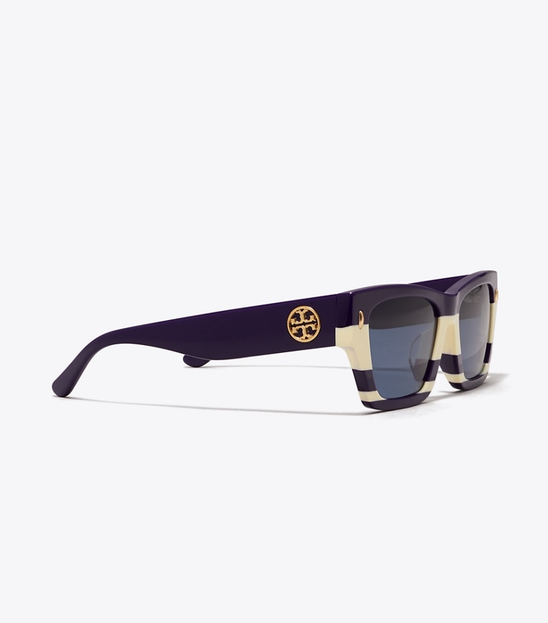 Tory Burch designer occhiali da vista & da sole Occhiali da sole geometrici Miller in NAVY/IVORY STRIPES front
