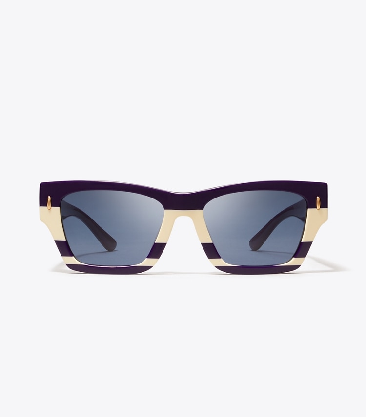 Tory Burch designer occhiali da vista & da sole Occhiali da sole geometrici Miller in NAVY/IVORY STRIPES front