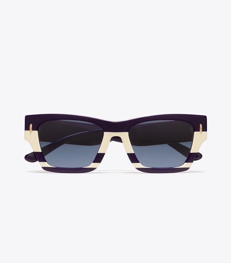 Tory Burch designer occhiali da vista & da sole Occhiali da sole geometrici Miller in NAVY/IVORY STRIPES superiore