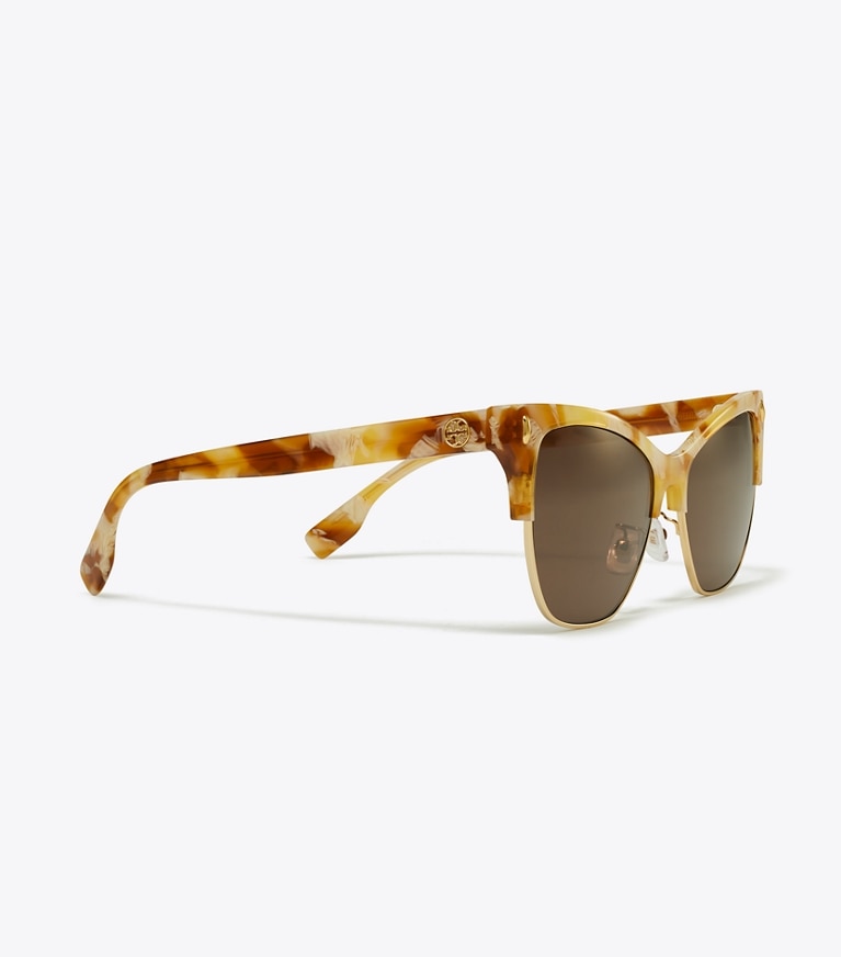 Tory Burch designer occhiali da vista & da sole Occhiali da sole Miller Clubmaster in TORY HORN/DARK BROWN front