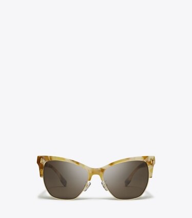 Tory Burch designer occhiali da vista & da sole Occhiali da sole Miller Clubmaster in TORY HORN/DARK BROWN front
