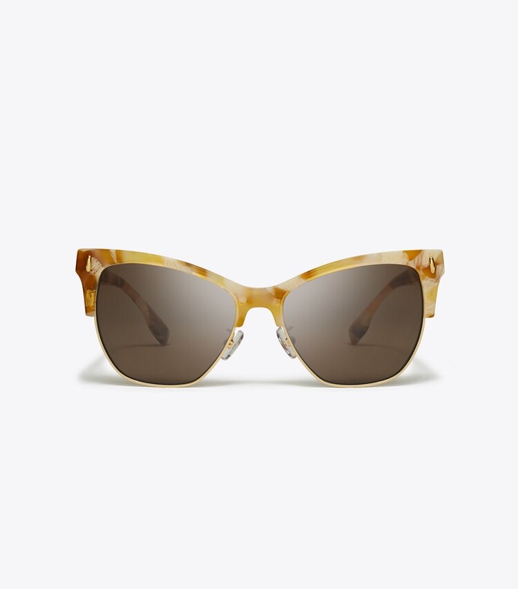 Tory Burch designer occhiali da vista & da sole Occhiali da sole Miller Clubmaster in TORY HORN/DARK BROWN front