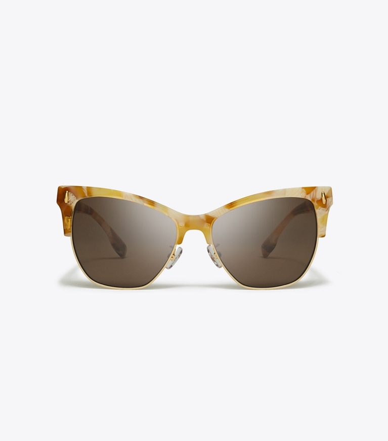 Tory Burch designer occhiali da vista & da sole Occhiali da sole Miller Clubmaster in TORY HORN/DARK BROWN front