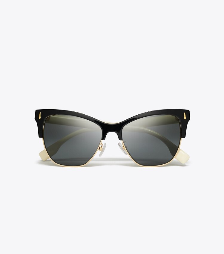 Tory Burch designer occhiali da vista & da sole Occhiali da sole Miller Clubmaster in BLACK/SOLID GREY superiore