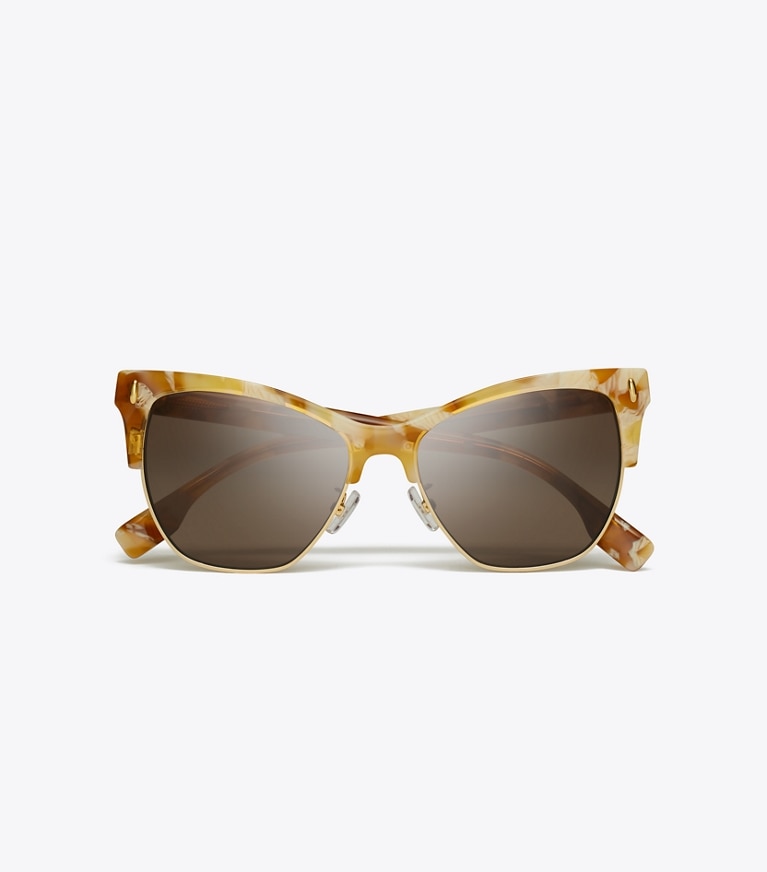 Tory Burch designer occhiali da vista & da sole Occhiali da sole Miller Clubmaster in TORY HORN/DARK BROWN front