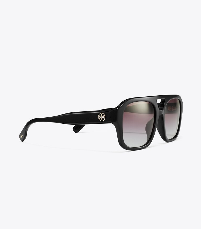 Tory Burch designer occhiali da vista & da sole Occhiali da sole Miller Navigator in BLACK/GREY GRADIENT VIOLET dettaglio