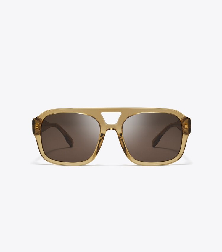 Tory Burch designer occhiali da vista & da sole Occhiali da sole Miller Navigator in TRANSPARENT YELLOW BROWN/SOLID BROWN front