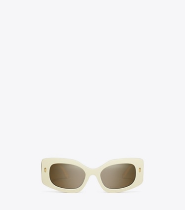 Tory Burch designer occhiali da vista & da sole Occhiali da sole Miller Pushed Rectangle in IVORY/DARK BROWN front