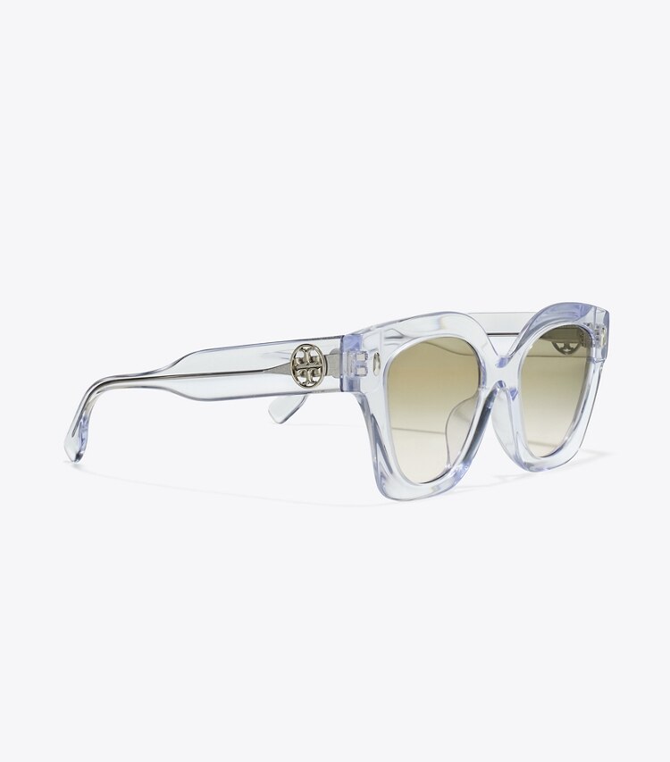 Tory Burch designer occhiali da vista & da sole Occhiali da sole Miller Pushed Square in CLEAR/LIGHT BROWN GRADIENT dettaglio