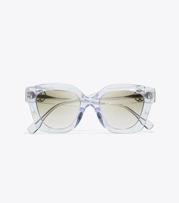 Tory Burch designer occhiali da vista & da sole Occhiali da sole Miller Pushed Square in CLEAR/LIGHT BROWN GRADIENT superiore