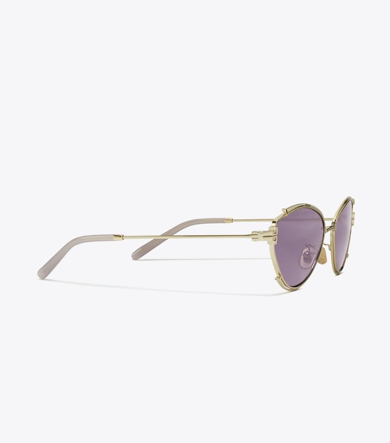 Tory Burch designer occhiali da vista & da sole Occhiali da sole ovali Eleanor in SHINY LIGHT GOLD/VIOLET front