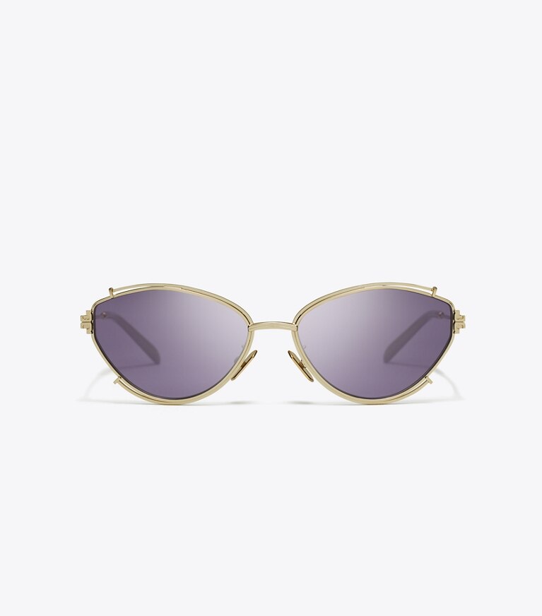 Tory Burch designer occhiali da vista & da sole Occhiali da sole ovali Eleanor in SHINY LIGHT GOLD/VIOLET front