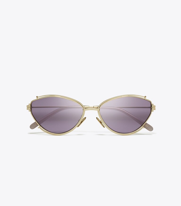 Tory Burch designer occhiali da vista & da sole Occhiali da sole ovali Eleanor in SHINY LIGHT GOLD/VIOLET front