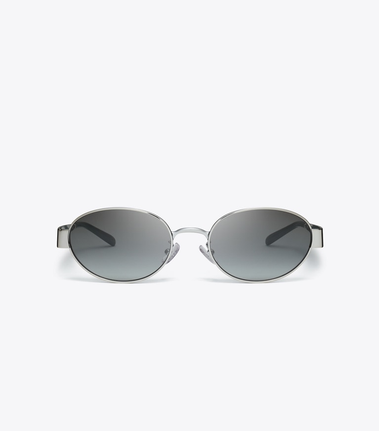 Tory Burch designer occhiali da vista & da sole Occhiali da sole ovali Miller in metallo in SILVER/GREY GRADIENT front