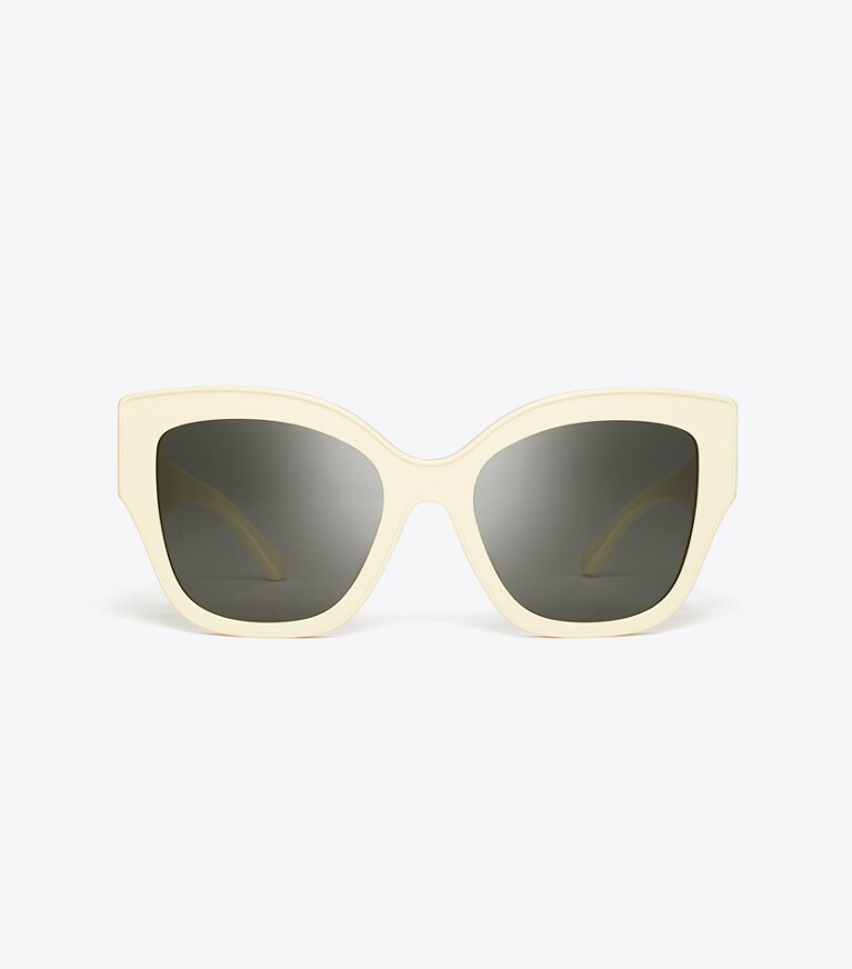 Tory Burch designer occhiali da vista & da sole Occhiali da sole oversize a farfalla in IVORY/SOLID GREY front