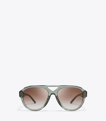 Tory Burch designer occhiali da vista & da sole Occhiali da sole Pilot Miller in TRANSPARENT SAGE/ LIGHT GRAY GRADIENT front