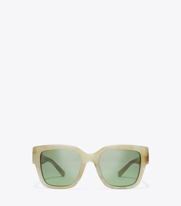 Tory Burch designer occhiali da vista & da sole Occhiali da sole quadrati Miller in GREEN MARBLE/GREEN GRADIENT front