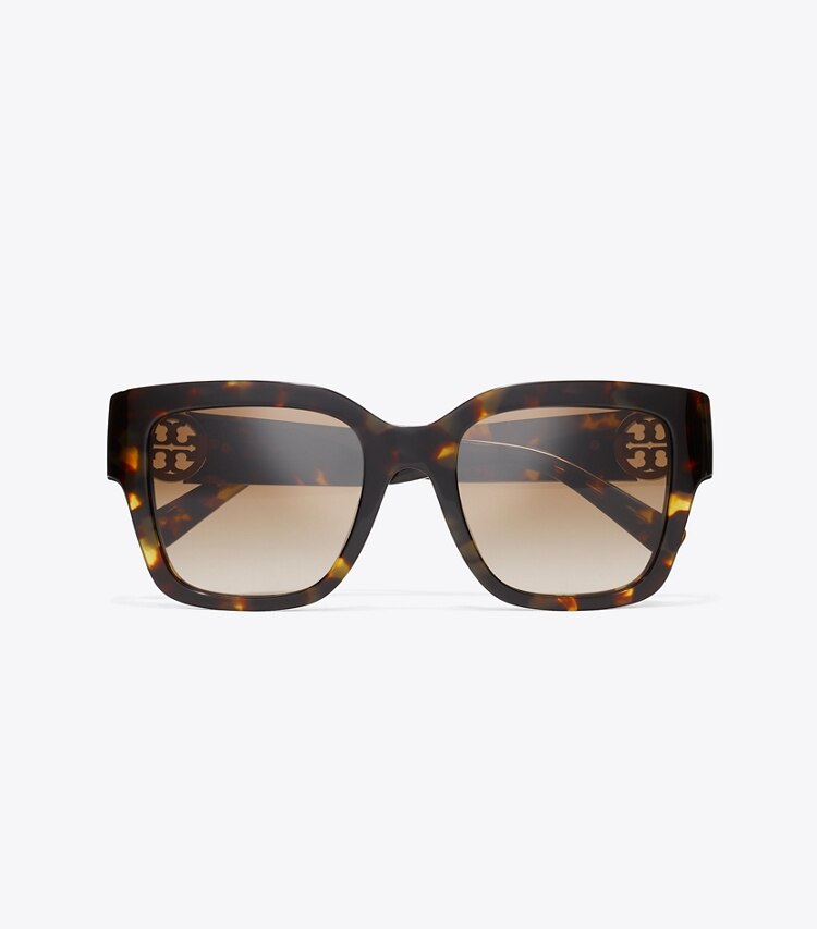 Tory Burch designer occhiali da vista & da sole Occhiali da sole quadrati Miller in DARK TORTOISE/ SOLID BROWN superiore