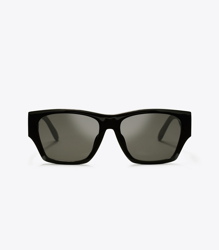 Tory Burch designer occhiali da vista & da sole Occhiali da sole quadrati riciclati in BLACK/GREY front