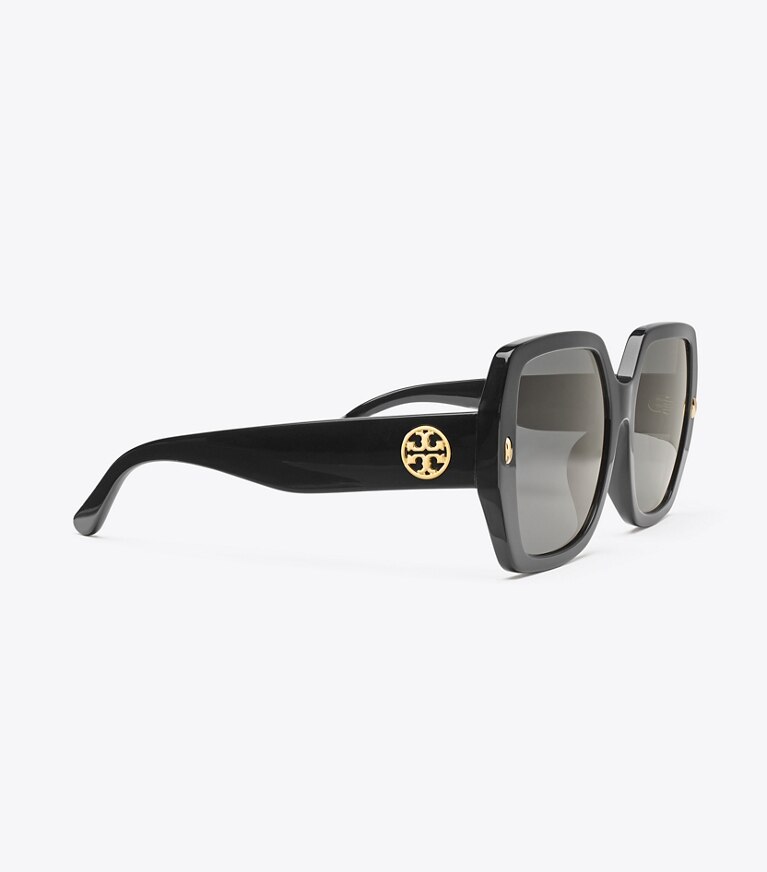 Tory Burch designer occhiali da vista & da sole Occhiali da sole squadrati oversize Miller in BLACK/SOLID GREY front