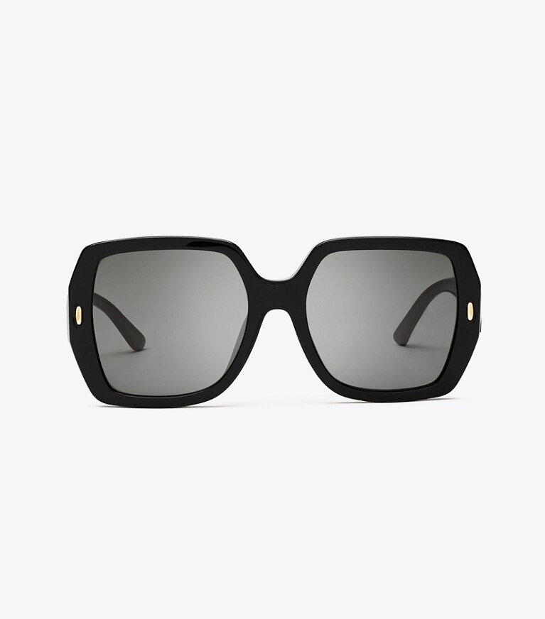Tory Burch designer occhiali da vista & da sole Occhiali da sole squadrati oversize Miller in BLACK/SOLID GREY front