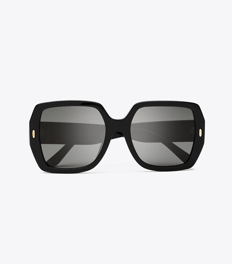 Tory Burch designer occhiali da vista & da sole Occhiali da sole squadrati oversize Miller in BLACK/SOLID GREY superiore