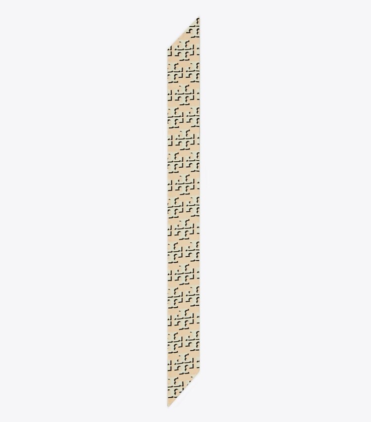 Tory Burch designer スカーフ オフセットロゴ リボンタイ in Offset Logo Ribbon Tie - Pink オーバーヘッド