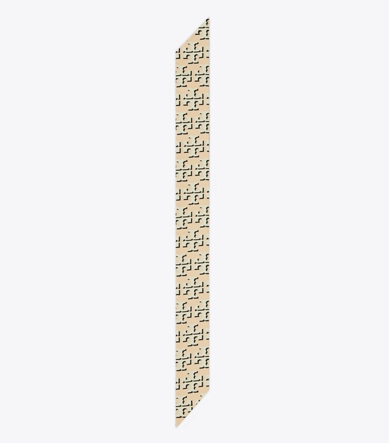 Tory Burch designer スカーフ オフセットロゴ リボンタイ in Offset Logo Ribbon Tie - Pink オーバーヘッド