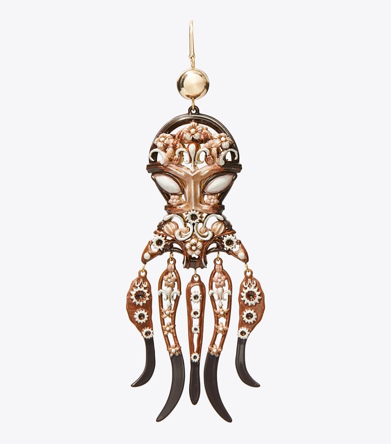 Tory Burch designer ohrringe Ohrringe im Oktopusdesign in Tory Gold / Brown front