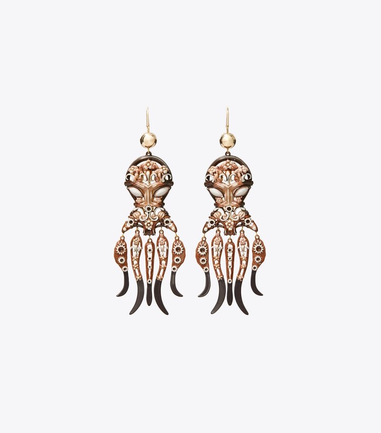 Tory Burch designer ohrringe Ohrringe im Oktopusdesign in Tory Gold / Brown front