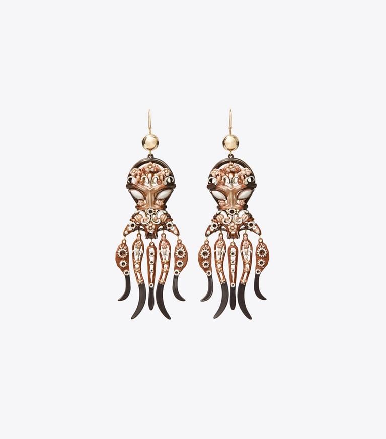 Tory Burch designer ohrringe Ohrringe im Oktopusdesign in Tory Gold / Brown front