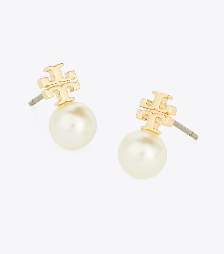 Tory Burch designer ohrringe Ohrstecker mit Perlen in Tory Gold / Pearl detail