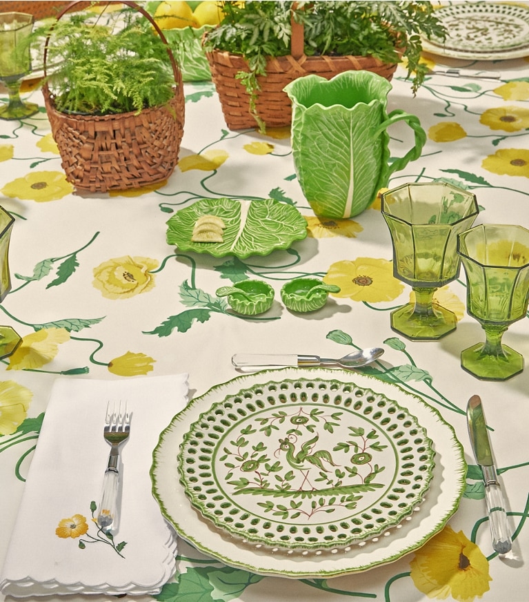 Tory Burch designer tabletop & drinkware Oiseau Dinner Plate, Set Of 2 in White/Green front
